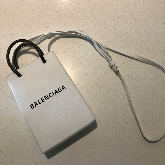 BALENCIAGA White Shopping Phone Holder - Picture 3 of 5